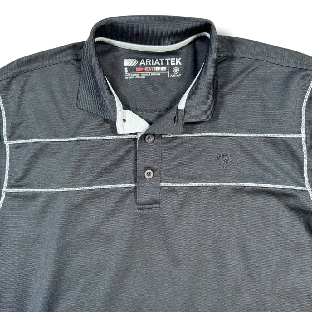 Ariat Polo Shirt Mens Small Black Heat Series AriatTek Short Sleeve Performance‎